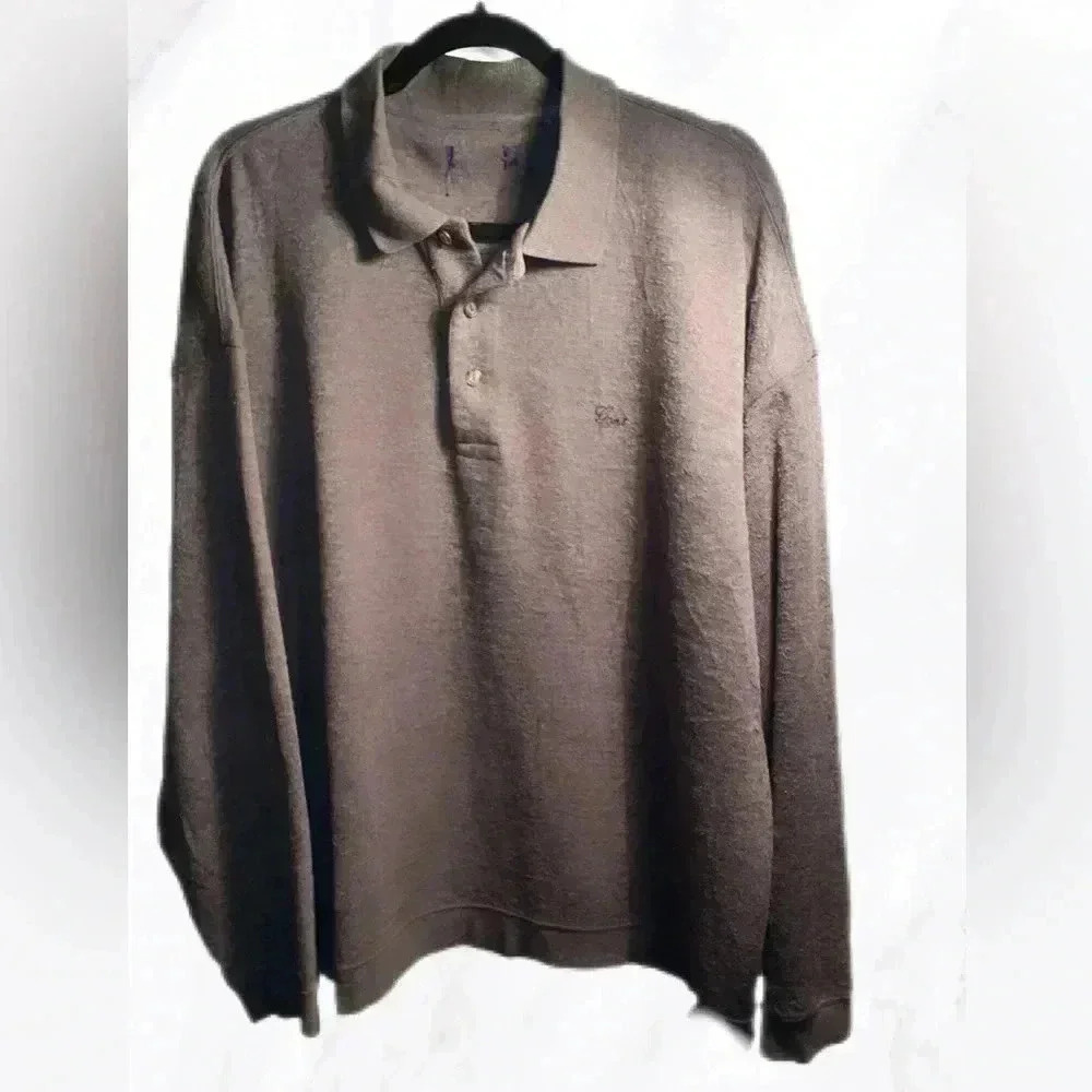 original long sleeve rugger 3  button collar dark grey sweater XXL